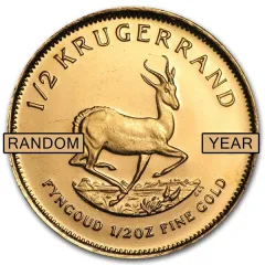 Gold South African Krugerrand Coin Random Year - 1/2 oz